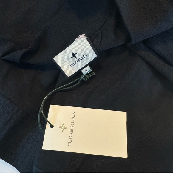 Tuckernuck NEW Black Leather Trim Kara Short Sleeve Midi Shirt Dress Size Small - Picture 10 of 10